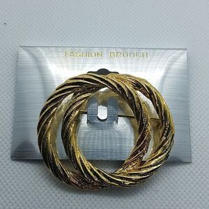 NWT Fashion Brooch Gold Intertwined Rings Brooch
